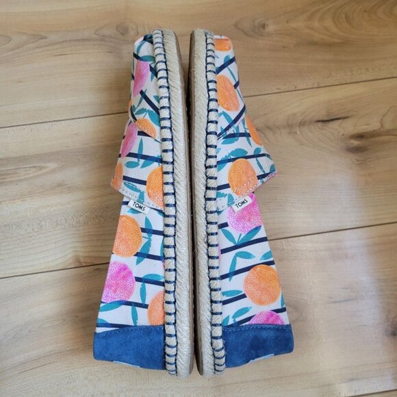 Toms Classic Citrus Oranges Espadrille Stripe Slip On Shoes Size 7.5W - Picture 7 of 10